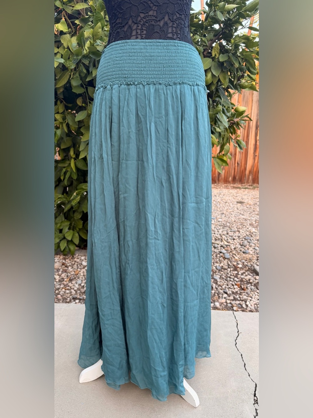 NWT Free People Maxi Skirt with Smocked Waistband - Teal